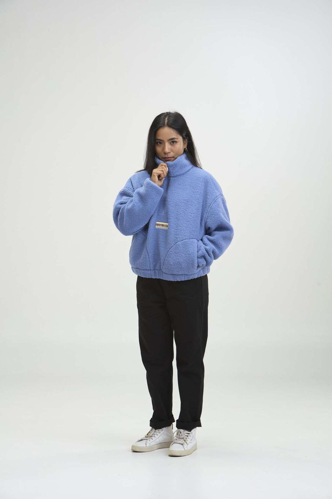 Arniko Moha Half Zip Fleecejacke Ice Blue Unisex Recycelt blau